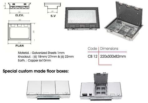 standard floor box size